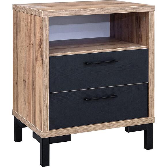 საწოლის ტუმბო «ბლექვუდი» პ3.556.1.17(558.07), ადგილი: ლდსპ, ფერი: მუხის ვოტანი + შავი