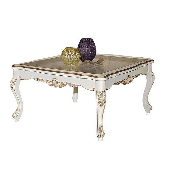 Стол журнальный «Альба 01» П4.485.0.06 (П497.01), Материал: МДФ+шпон, Цвет: Слоновая кость с золочением