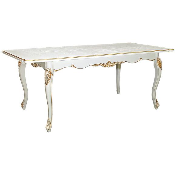 Стол «Альба 1Р» П4.485.0.07 (П498.02), Материал: МДФ+шпон, Цвет: Слоновая кость с золочением