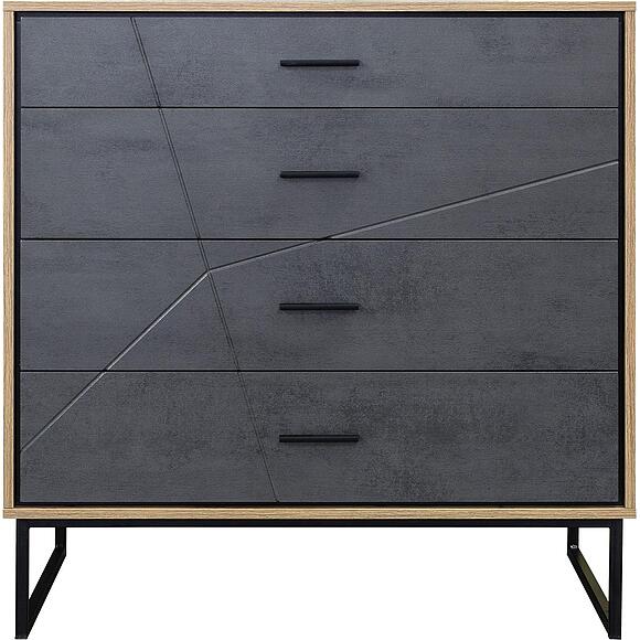 Комод «Лайн» П6.619.1.11 (П620.11), Материал: МДФ+ПВХ, Цвет: Камень серый/Дуб вотан/Чёрный