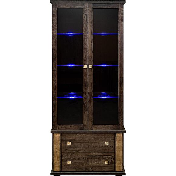 კარადა ვიტრინით «ტუნისი» პ6.343.0.22 (პ343.22შ), ადგილი: დსპ+შპონი, ფერი: ვენგე+ოქრო