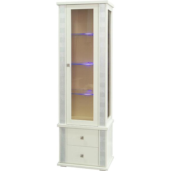 კარადა ვიტრინით «ტუნისი» პ6.343.0.19 (343.19-1შ), ადგილი: დსპ+შპონი, ფერი: სპილოსძვლისფერი ვერცხლით