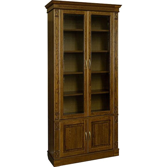 ბიბლიოთეკის ავეჯის ნაკრები «ვერდი ლუქსი 3» პ3.487.2.03 (პ523.ნ3), ადგილი: მასიური მუხა, ფერი: ბლისფერი ოქროსფერი ორნამენტებით