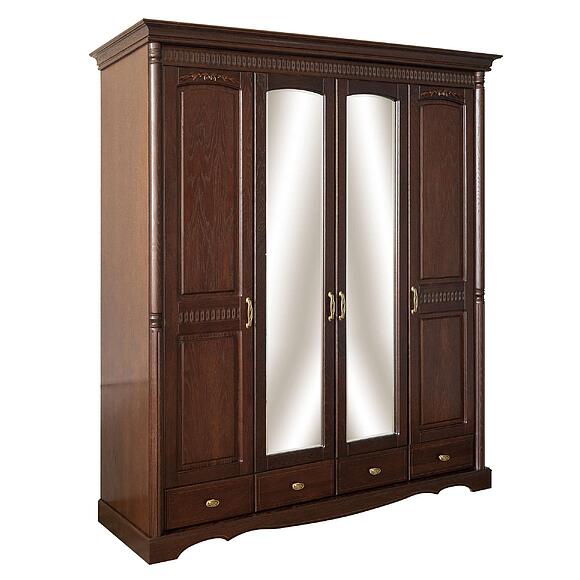 ტანსაცმლის კარადა 4დ «პაოლა» ბმ2.671.1.65-01(2581-01), ადგილი: მასიური მუხა, ფერი: ცხელი შოკოლადი