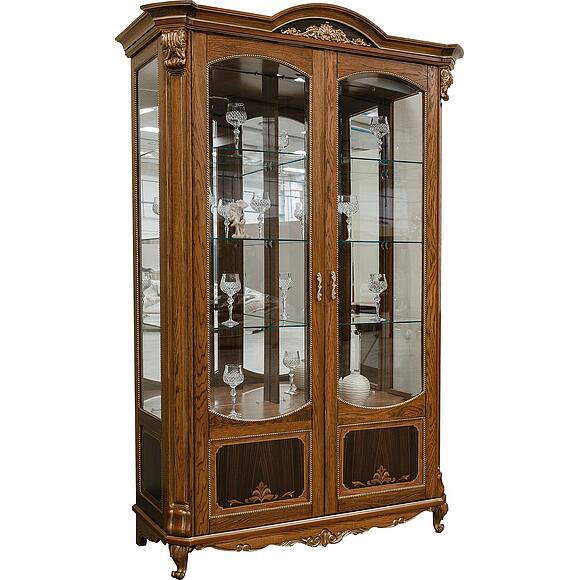 Шкаф-витрина 2д «Альба» П4.485.0.05 (П485.05), Цвет: Палисандр с золочением (4J4A5876.jpg) Шкаф-витрина 2д «Альба» П4.485.0.05 (П485.05), Цвет: Палисандр с золочением