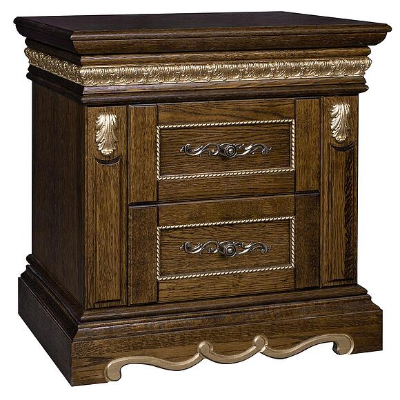 Тумба прикроватная «Милана 03с» П4.265.1.03(294.03с), Материал: Массив (дуб), Цвет: Черешня с золочением