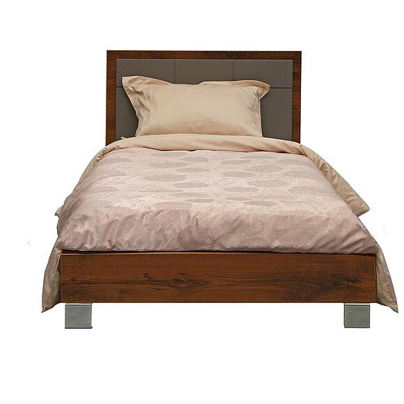 Кровать одинарная «Монако» с метал. опорами, Цвет: Дуб Саттер+Серый Мокко, Спальное место: 2000x900 мм, Размер: 2060х1010х940 мм