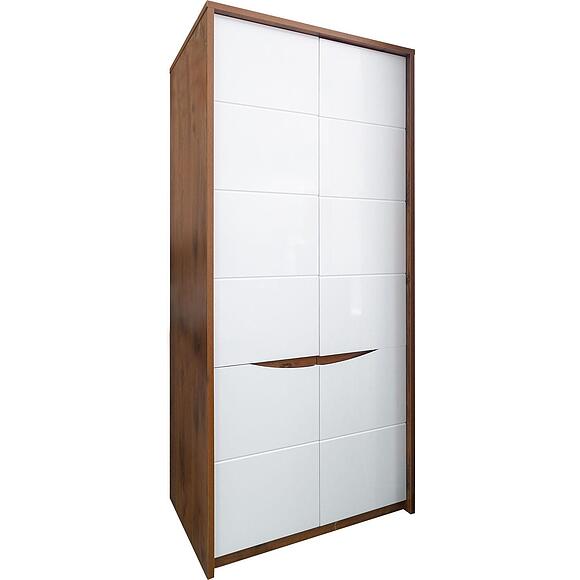 ტანსაცმლის კარადა «მონაკო» პ6.528.1.08 (П528.08), ადგილი: მდფ+პვხ, ფერი: მუხა სატერი+თეთრი პრიალა