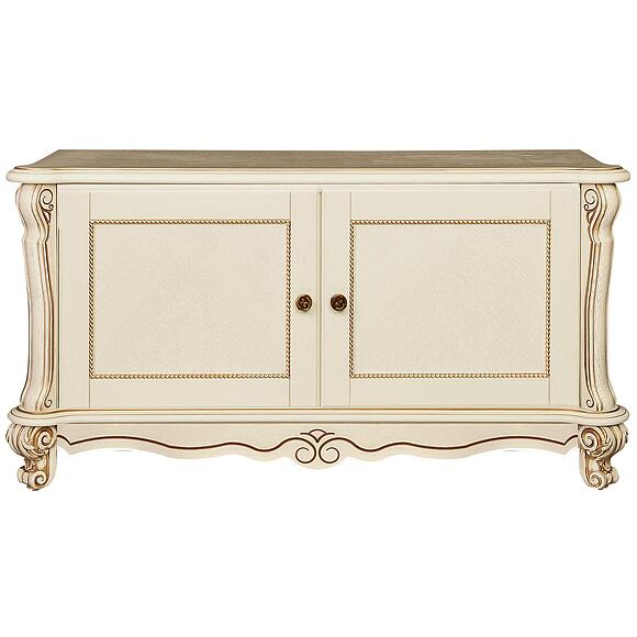 ტუმბო «ალეზი» პ1.350.3.07 (П540.07), ადგილი: მასიური მუხა, ფერი: სპილოს ძვლის ფერი ოქროსფერი ორნამენტებით