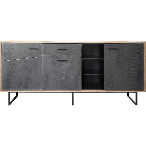 Тумба «Лайн» П6.619.0.12 (П619.12), Материал: МДФ+ПВХ, Цвет: Камень серый/Дуб вотан/Чёрный (619-12_2.jpg) Тумба «Лайн» П6.619.0.12 (П619.12), Материал: МДФ+ПВХ, Цвет: Камень серый/Дуб вотан/Чёрный