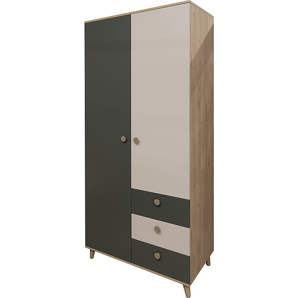 Шкаф для одежды «Вена» П6.115.1.01, Материал: ЛДСП, Цвет: Базальт + Персидский жемчуг + Гикори Кингстон