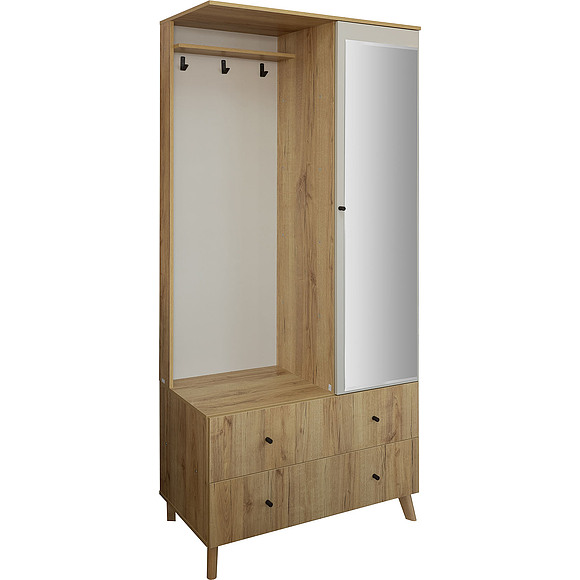 კომბინირებული კარადა «სიმფლი» პ7.058.3.11, ადგილი: ლდსპ, ფერი: სპარსული მარგალიტი + მუხა კანტრი ოქროსფერი