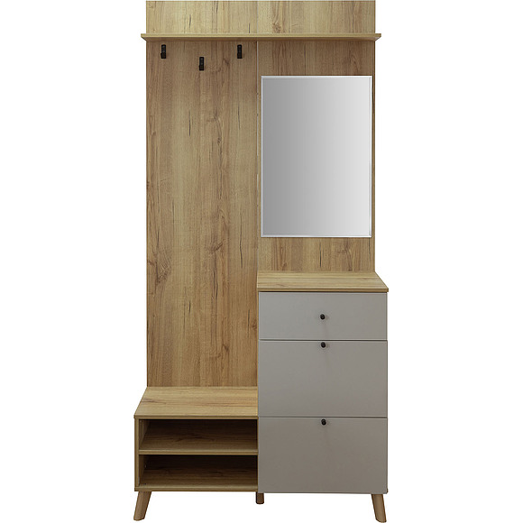 კომბინირებული კარადა «სიმფლი» პ7.058.3.10, ადგილი: ლდსპ, ფერი: სპარსული მარგალიტი + მუხა კანტრი ოქროსფერი