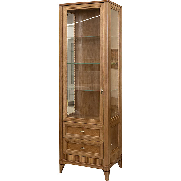 Шкаф-витрина «Калипсо» БМ2.785.0.01, ადგილი: მასიური მუხა, ფერი: თამბაქო