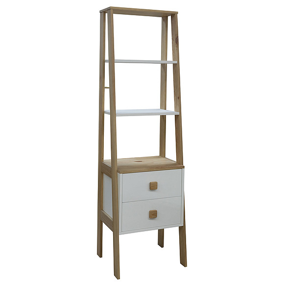 Стеллаж «Этна» БМ2.784.1.03, Материал: Массив (сосна), Цвет: Белый воск + темпо