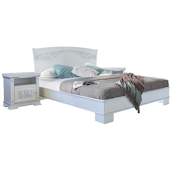 Кровать 2-16 «Мартина» П3.573.1.01, Материал: МДФ, Цвет: Молоко с серебром, Спальное место: 2000x1600 мм	, Размер: 2078×1793×1160