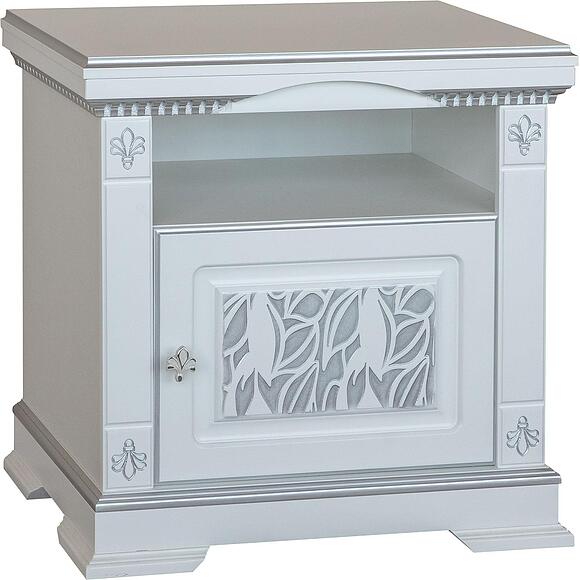 Тумба прикроватная «Мартина» П3.573.1.03, Материал: МДФ, Цвет: Молоко с серебром