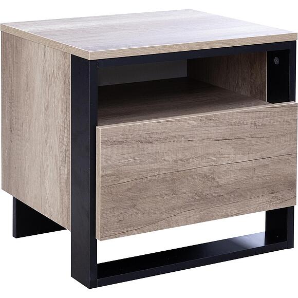 Тумба прикроватная «Каньон Лофт» П3.0561.1.03, Материал: ЛДСП, Цвет: Дуб Каньон+чёрный