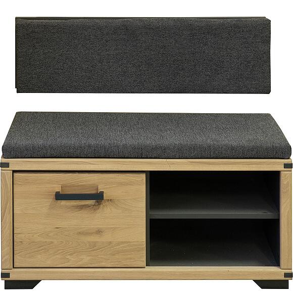 Тумба «Генуа» П3.586.3.60, Материал: Массив (дуб), Цвет: Дуб натуральный+Дуб Онтарио+Антрацит