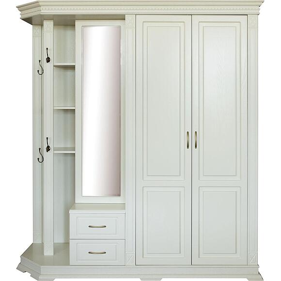 Шкаф комбинированный для прихожей «Верди Классик» П3.0487.3.01, Материал: Массив (дуб), Цвет: Слоновая кость