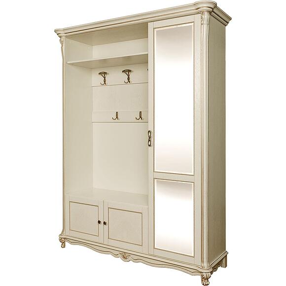 Шкаф комбинированный 3д «Алези» П1.350.3.11/П1.350.3.11-01 (П540.01з/П540.01з-01), Материал: Массив (дуб), Цвет: Слоновая кость с золочением