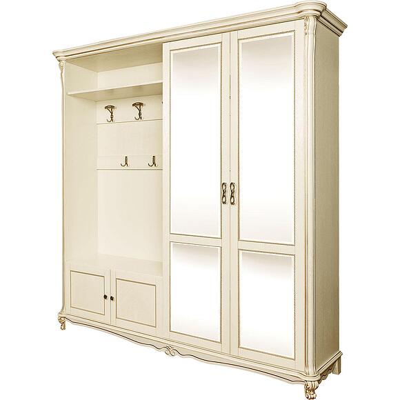 Шкаф комбинированный 4д «Алези» П1.350.3.22-01 (П540.22з-01), Материал: Массив (дуб), Цвет: Слоновая кость с золочением