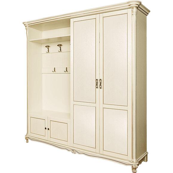 Шкаф комбинированный 4д «Алези» П1.350.3.02/П1.350.3.02-01 (П540.02/П540.02-01), Материал: Массив (дуб), Цвет: Слоновая кость с золочением