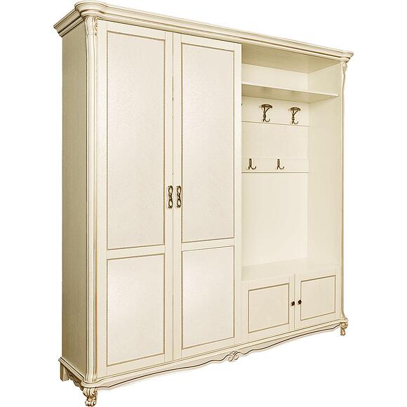 Шкаф комбинированный 4д «Алези» П1.350.3.02/П1.350.3.02-01 (П540.02/П540.02-01), Материал: Массив (дуб), Цвет: Слоновая кость с золочением