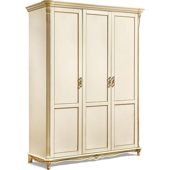 3-კარიანი კარადა «ალეზი» პ1.350.1.10 (П349.01/2), ადგილი: მასიური მუხა, ფერი: სპილოს ძვლის ფერი ოქროსფერი ორნამენტებით