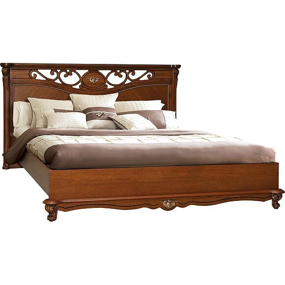 Кровать двойная «Алези» с низким изножьем, Материал: Массив (дуб), Цвет: Античная бронза, Механизм трансформации: с механизмом, Спальное место: 2000x1600 мм, Размер: 2150x1852x1045