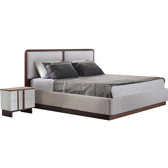 Кровать 2-16 «Асти» БМ2.667.1.04, Материал: ЛДСП, Цвет: Жасмин, Спальное место: 2000х1600 мм, Размер: 2050×1760×1072