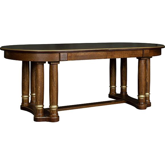 მაგიდა «ატლანტი რ» პ4.191.4.01 (П191.01), ადგილი: მდფ+შპონი, ფერი: ბლისფერი ოქროსფერი ორნამენტებით