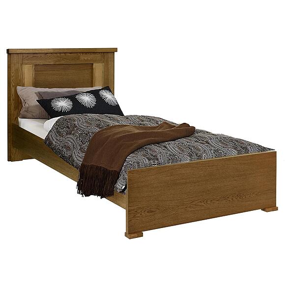 Кровать одинарная «Тунис» П6.343.1.08 (П344.08), Материал: ДСП+шпон, Цвет: Дуб рустикаль с золочением, Спальное место: 2000x900 мм, Размер: 2088х1024х970