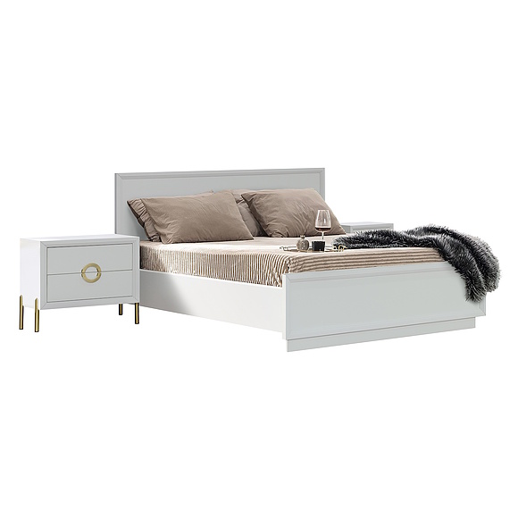 Кровать 2-16 «Флора» П6.980.1.05, Материал: ЛДСП, Цвет: Пепел, Спальное место: 2000х1600 мм, Размер: 2076×1764×970