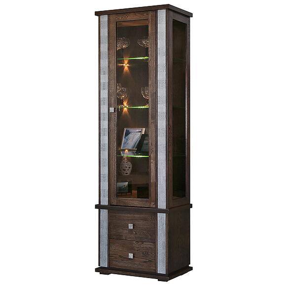 კარადა ვიტრინით «ტუნისი» პ6.343.0.19 (343.19-1შ), ადგილი: დსპ+შპონი, ფერი: ვენგე+ვერცხლი