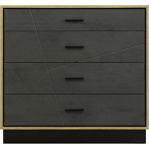 Комод «Лайн» П6.619.1.02 (П620.02), Материал: МДФ+ПВХ, Цвет: Камень серый/Дуб вотан/Чёрный