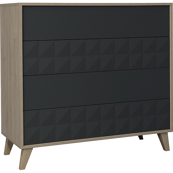 Комод «Тринити» П6.114.1.02, Материал: ЛДСП+МДФ, Цвет: Антрацит + Гикори Кингстон