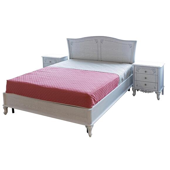 Кровать двойная «Флорентина», Материал: МДФ,облицованная шпоном дуба, Цвет: Белый агат, Механизм трансформации: без механизма, Спальное место: 2000x1600 мм, Размер: 2063×1788×1178