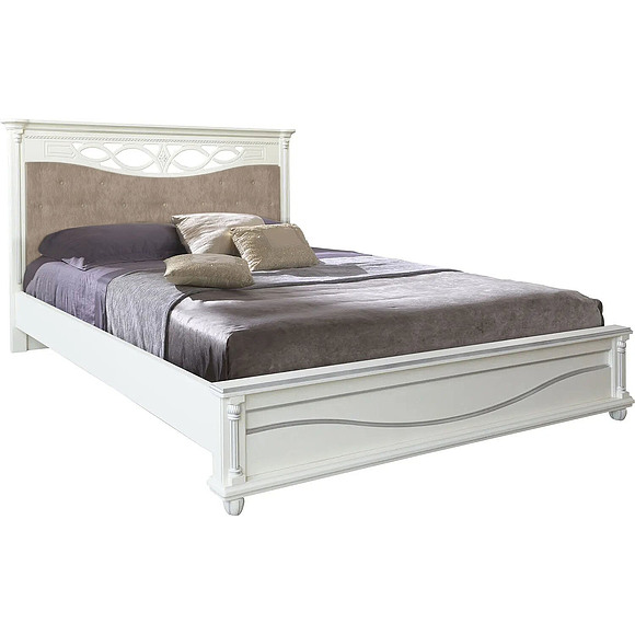 ორ ადგილიანი საწოლი «ვალენსია დ კლასიკი» რბილი თავით, ადგილი: მასიური მუხა, ფერი: სპილოსძვლისფერი ვერცხლით, საძილე ადგილი: 2000x1600 мм