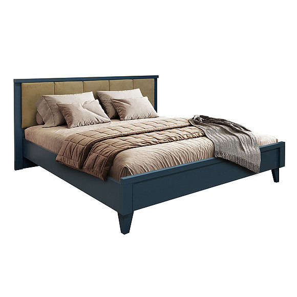 Кровать 2-16 «Амадей» П6.635.1.05, Материал: Массив (дуб), Цвет: Королевский синий , Спальное место: 2000х1600 мм	, Размер: 2076×1828×1040