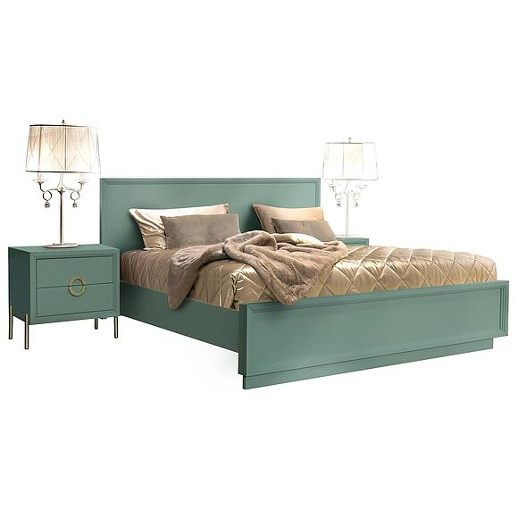 Кровать 2-16 «Флора» П6.980.1.05, Материал: ЛДСП, Цвет: Зелёный самшит, Спальное место: 2000х1600 мм, Размер: 2076×1764×970