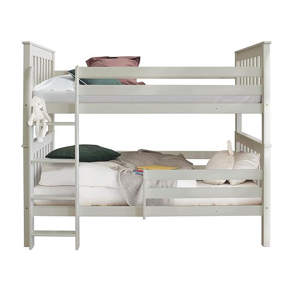 Кровать двухъярусная «Алиса», Материал: Массив (береза), Цвет: Слоновая кость, Спальное место: 2000х900 мм, Размер: 2060х1130х1750