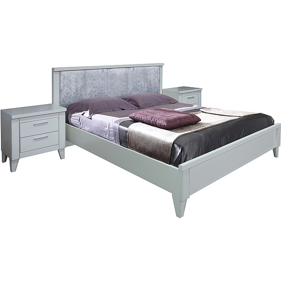 Кровать 2-16 «Амадей» П6.635.1.05, Материал: Массив (дуб), Цвет: Слоновая кость с серебром, Спальное место: 2000х1600 мм	, Размер: 2076×1828×1040