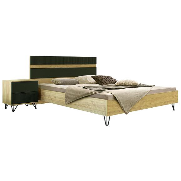 საწოლი 2-16 «როქსი» პ6.948.1.05, ადგილი: ლდსპ+მდფ, ფერი: გრინ სოფტი+მუხის კანტრი მოოქროვილი, საძილე ადგილი: 2000х1600 мм	, ზომა: 2060×1680×950