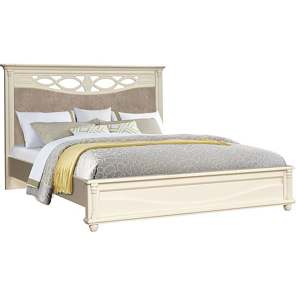 Кровать двойная «Валенсия Классик» с мягким изголовьем, Материал: Массив (береза), Цвет: Античная темпера, Спальное место: 2000x1600 мм