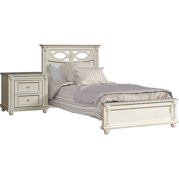 Кровать одинарная «Валенсия Классик», Материал: Массив (береза), Цвет: Античная темпера с серебром, Спальное место: 2000x900 мм, Размер: 2131х1094х1031