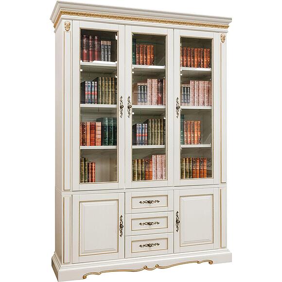 Шкаф комбинированный «Милана 3Д» П4.265.2.13(396.13), Материал: Массив (дуб), Цвет: Слоновая кость с золочением (Milana-3D_P396-13.jpg) Шкаф комбинированный «Милана 3Д» П4.265.2.13(396.13), Материал: Массив (дуб), Цвет: Слоновая кость с золочением