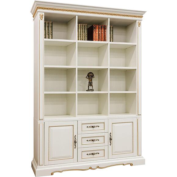 Шкаф комбинированный «Милана 3» П4.265.2.17(396.17), Материал: Массив (дуб), Цвет: Слоновая кость с золочением