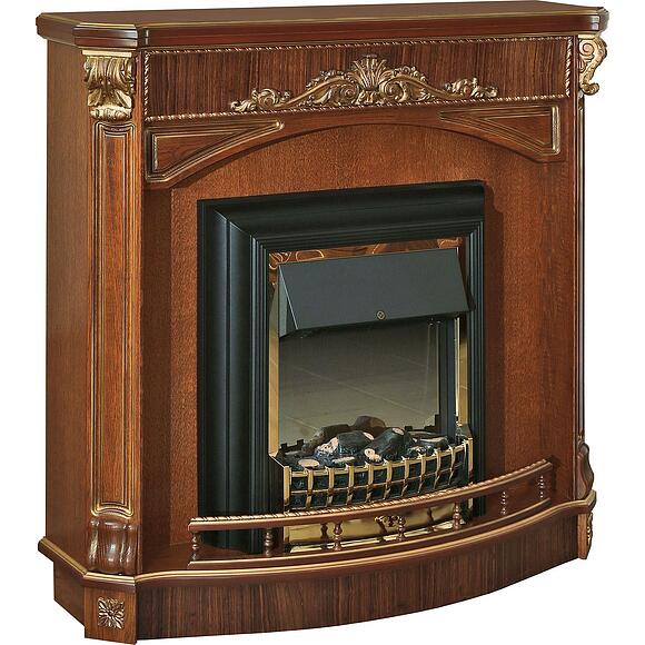 Портал для камина «Альба 17с» П4.485.0.17 (П485.17с), Цвет: Палисандр с золочением (P485_17c-v2.jpg) Портал для камина «Альба 17с» П4.485.0.17 (П485.17с), Цвет: Палисандр с золочением