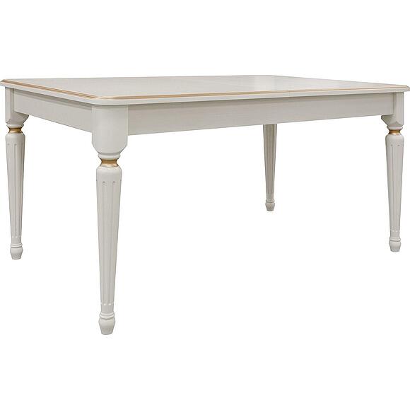 სასადილო მაგიდა «პრემიერი» პ4.613.4.05 (პ613.05), ადგილი: მასიური მუხა, ფერი: სპილოს ძვლის ფერი ოქროსფერი ორნამენტებით